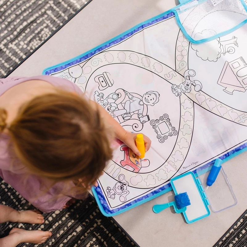 Melissa & Doug kreatív játék, rajzolás vízzel, Azúrkék nyomok és te - széthajtható tábla