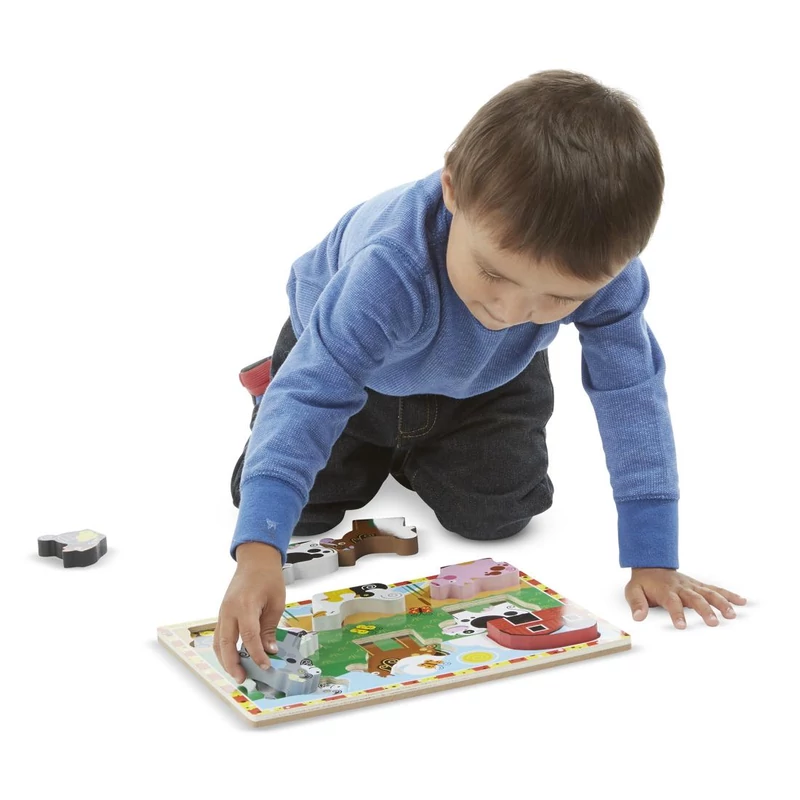 Melissa & Doug Készségfejlesztő játék, Könnyen megfogható puzzle, farm
