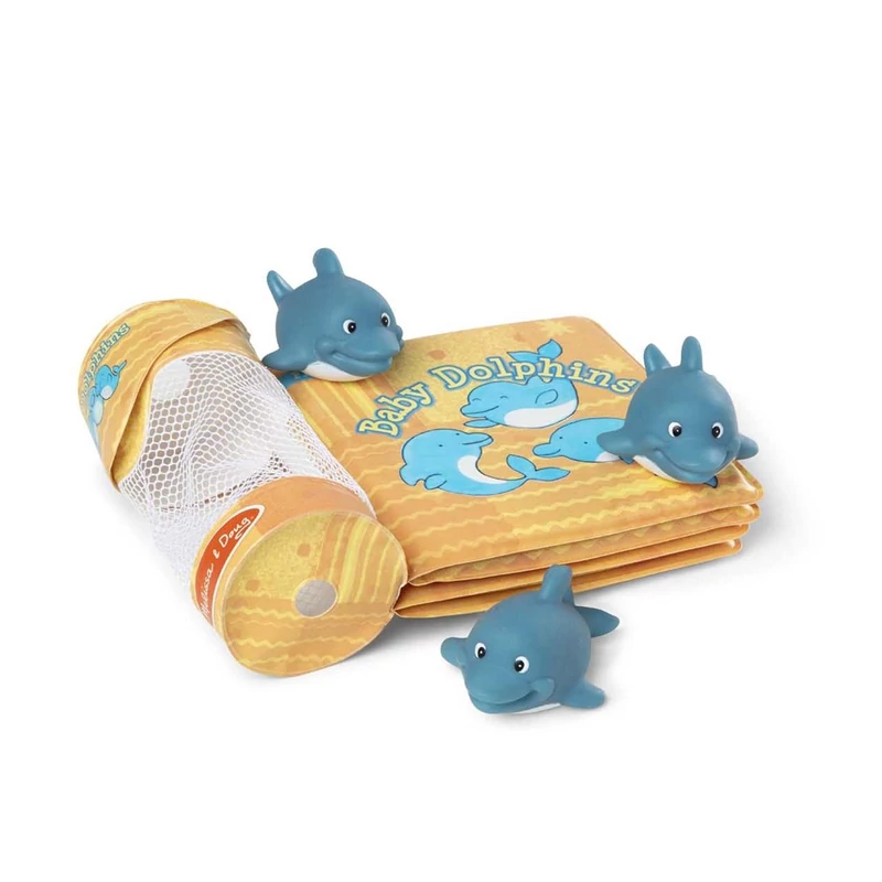 Melissa & Doug, fürdőjáték, vízálló könyv, bébi delfinek