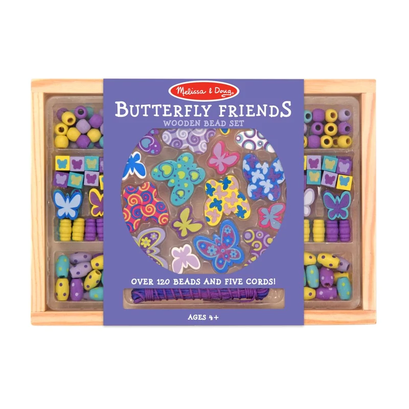 Melissa & Doug Kreatív játék, Fa gyöngy szett, pillangó