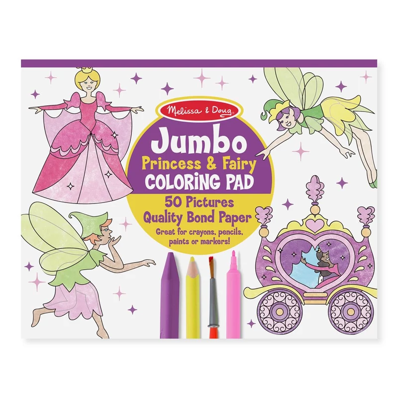Melissa & Doug Kreatív játék, Jumbo színező, hercegnő és tündérek