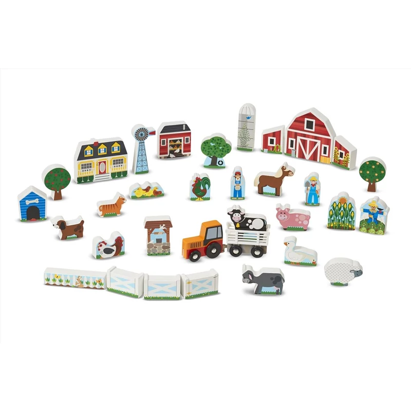 Melissa & Doug Fa építőjáték, Farm és traktor