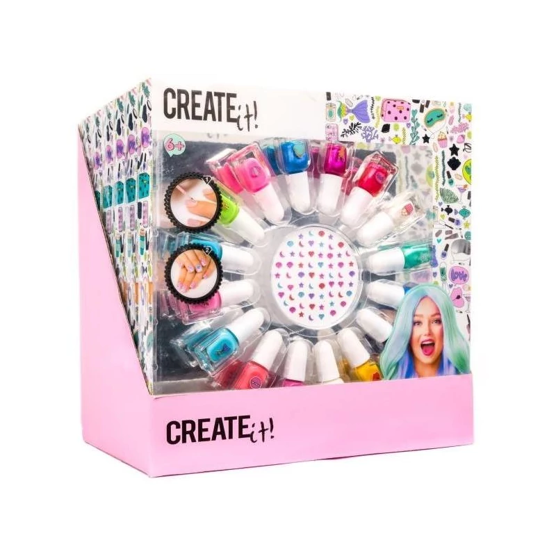 Canenco Create It! Körömlakk szett 16 színnel és köröm matricákkal