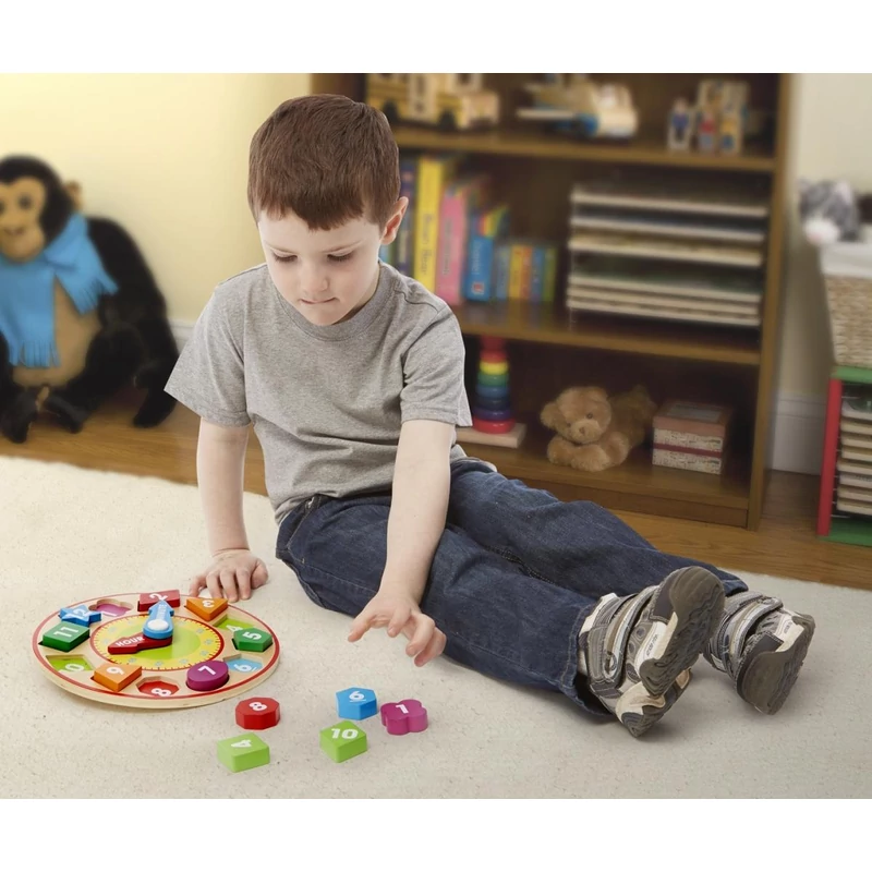 Melissa & Doug Fa készségfejlesztő játék, Formaillesztő óra