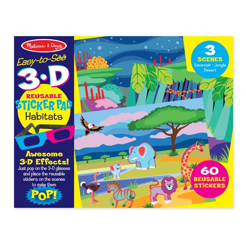 Melissa & Doug Kreatív játék, 3D újrahasználható matrica készlet, természet