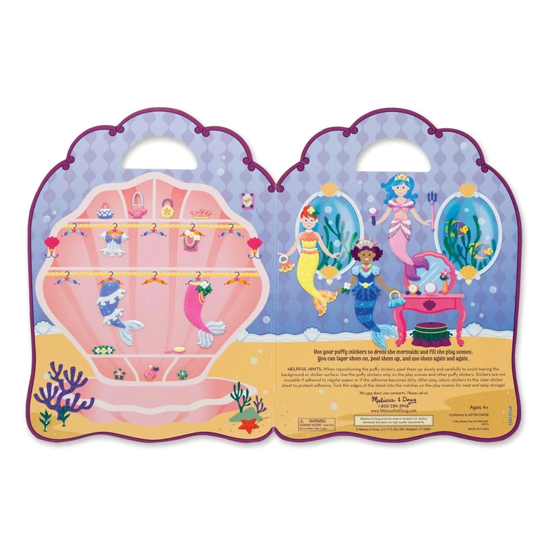 Melissa & Doug Kreatív játék, Pufi matrica készlet, hableány