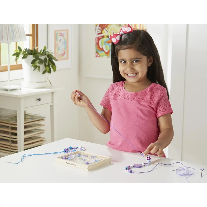 Melissa & Doug Kreatív játék, Fa gyöngy szett, ragyogó virágok