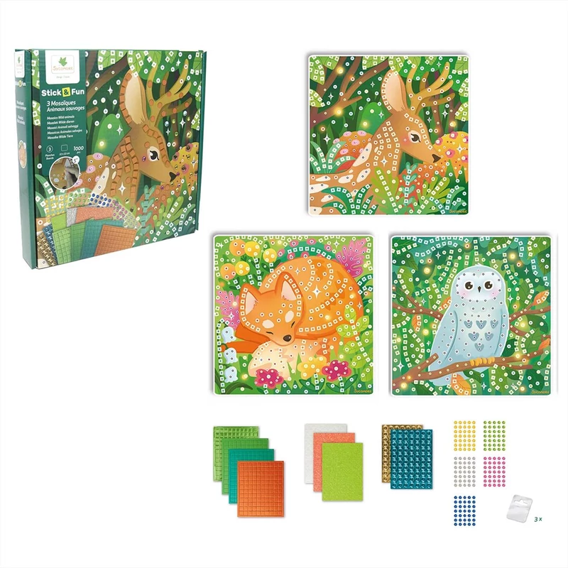 Sycomore Stick'n Fun mozaikkép-készítő kis szett - erdei állatok