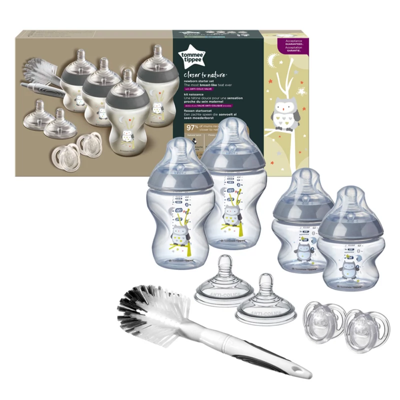 Tommee Tippee újszülött cumisüveg kezdő szett CTN (9 db) szürke bagoly