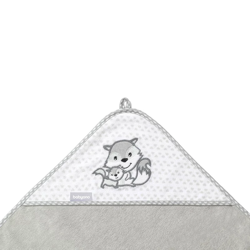 BabyOno fürdőlepedő kapucnis bambusz 100x100cm szürke róka 346/03