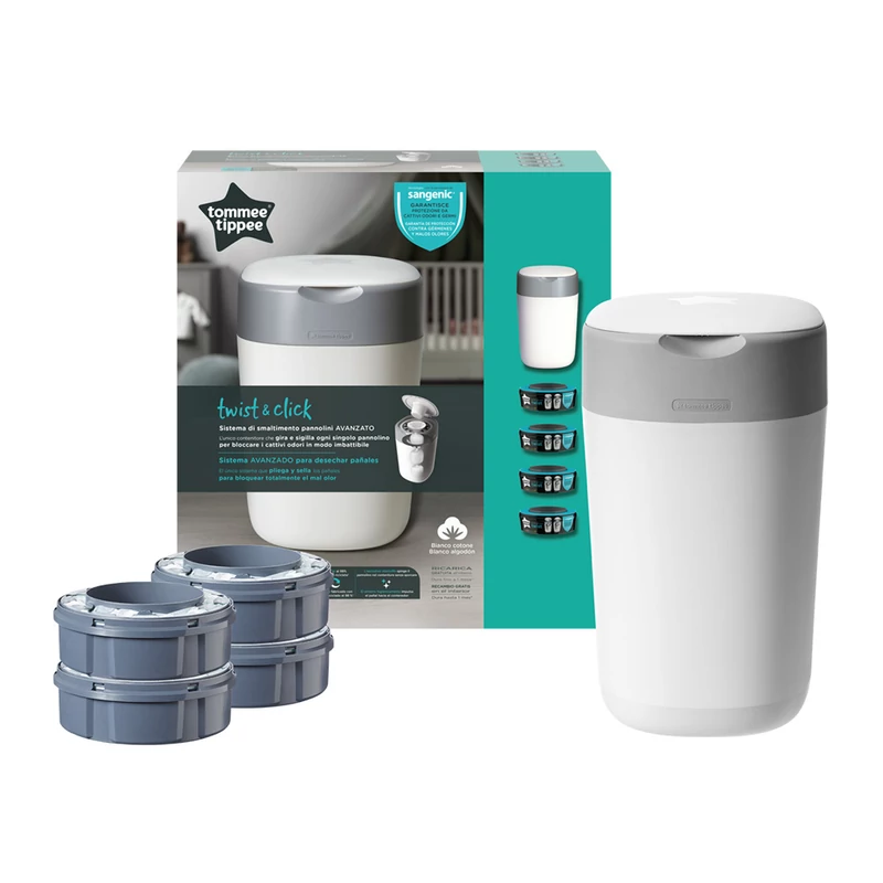 Tommee Tippee pelenkacsomagoló utántöltő 4db,  pelenkatároló szemetessel Twist & Click
