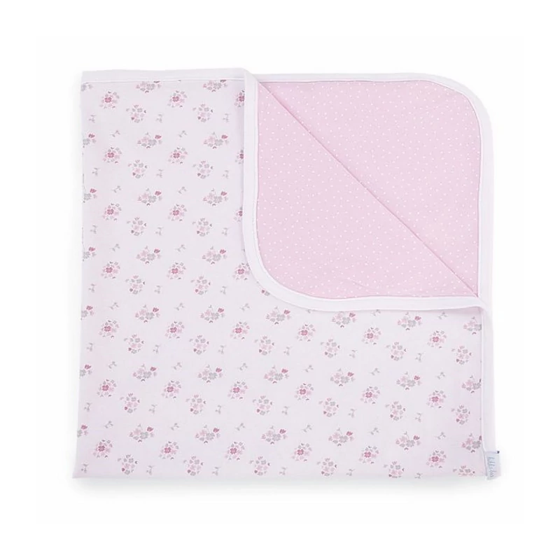 Kikkaboo takaró jersey kétoldalas 80x80cm virágos pink
