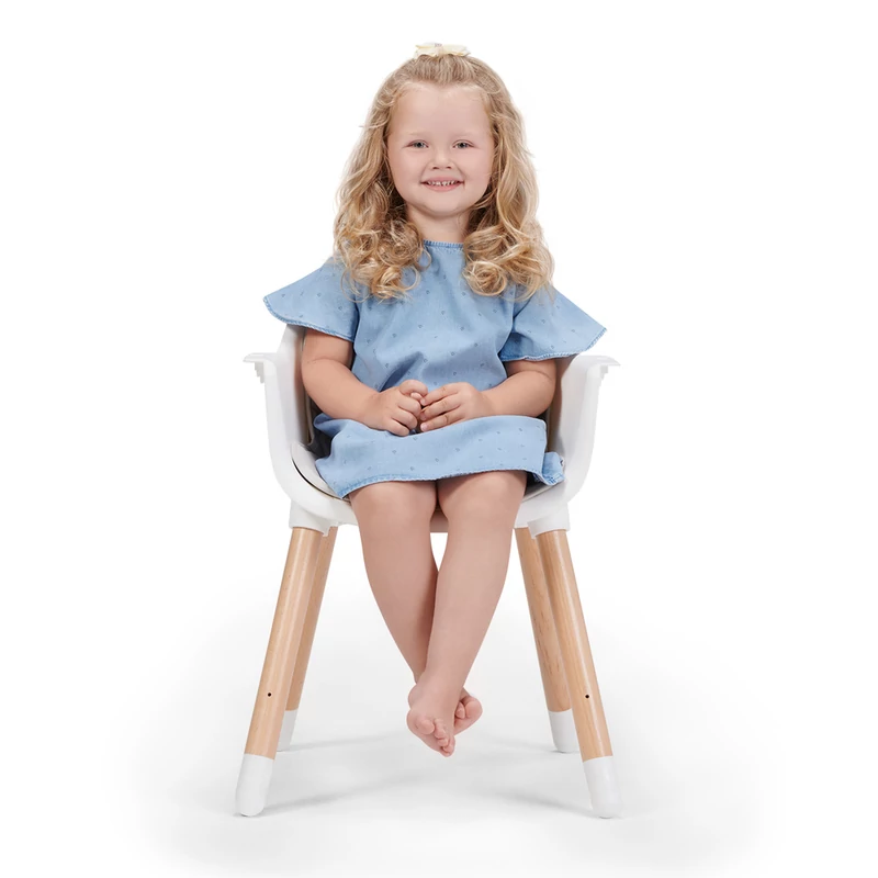 Kinderkraft etetőszék Sienna 2in1 fa lábbal szürke