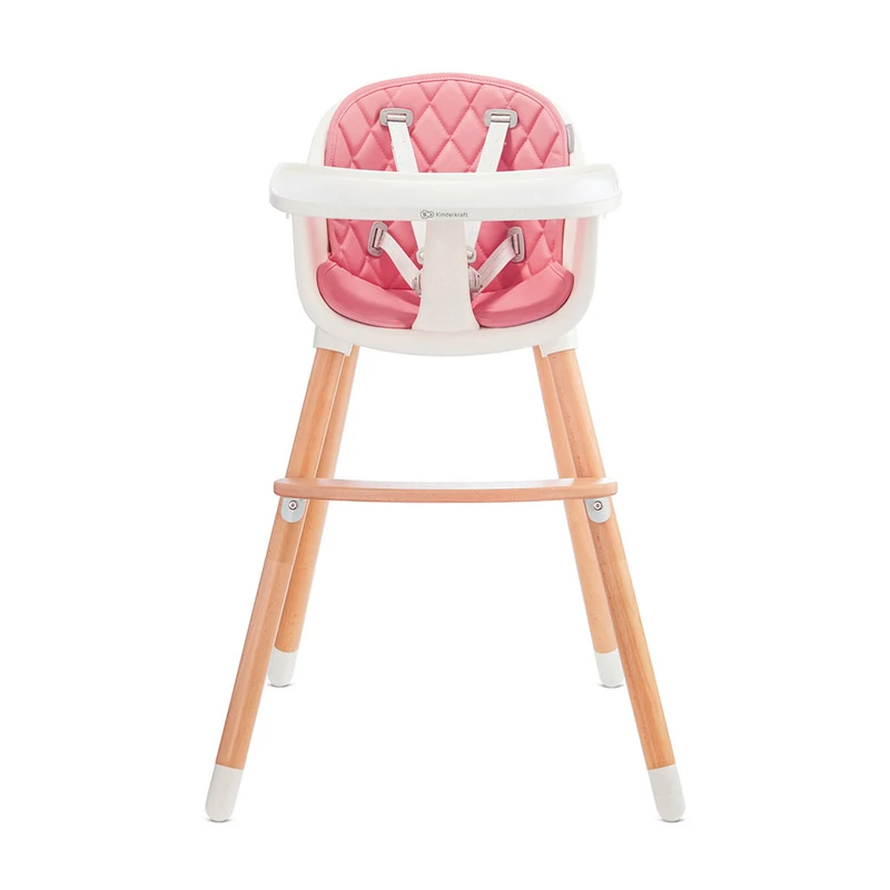 Kinderkraft etetőszék Sienna 2in1 fa lábbal pink