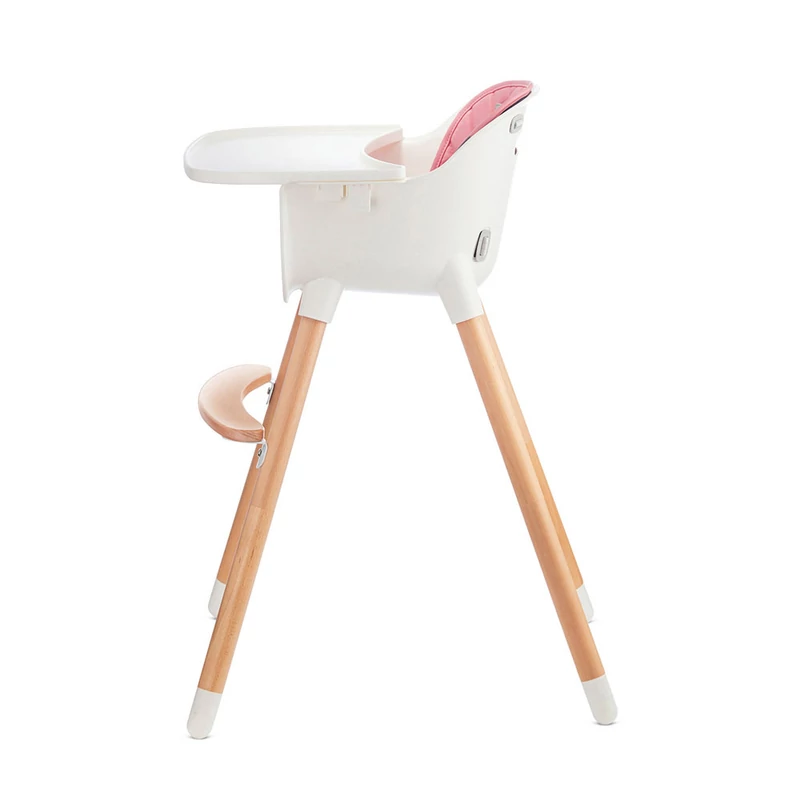 Kinderkraft etetőszék Sienna 2in1 fa lábbal pink