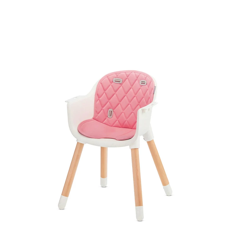 Kinderkraft etetőszék Sienna 2in1 fa lábbal pink