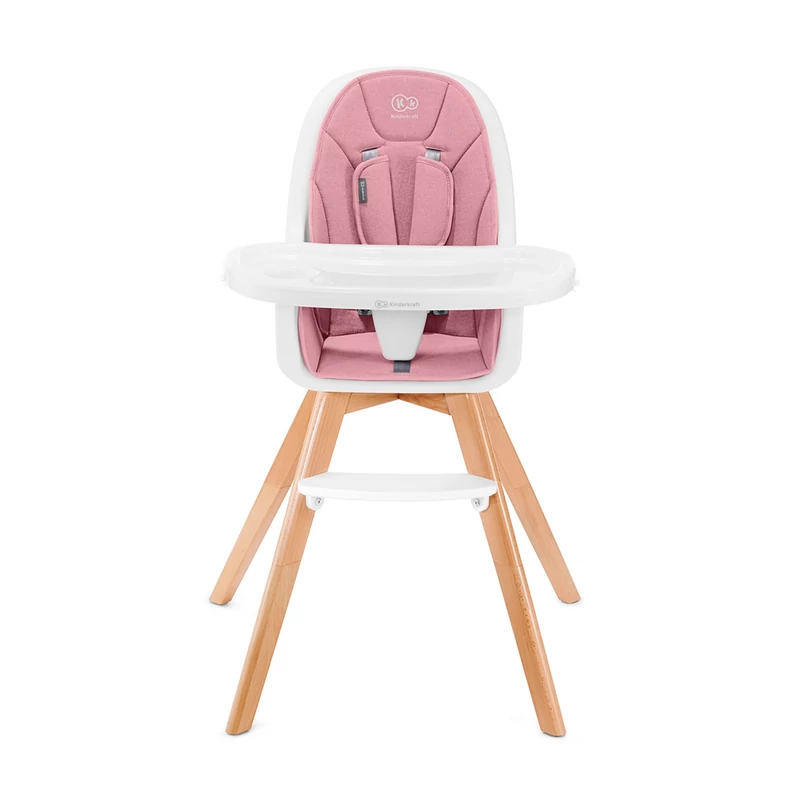 Kinderkraft etetõszék Tixi 2in1 fa lábbal pink