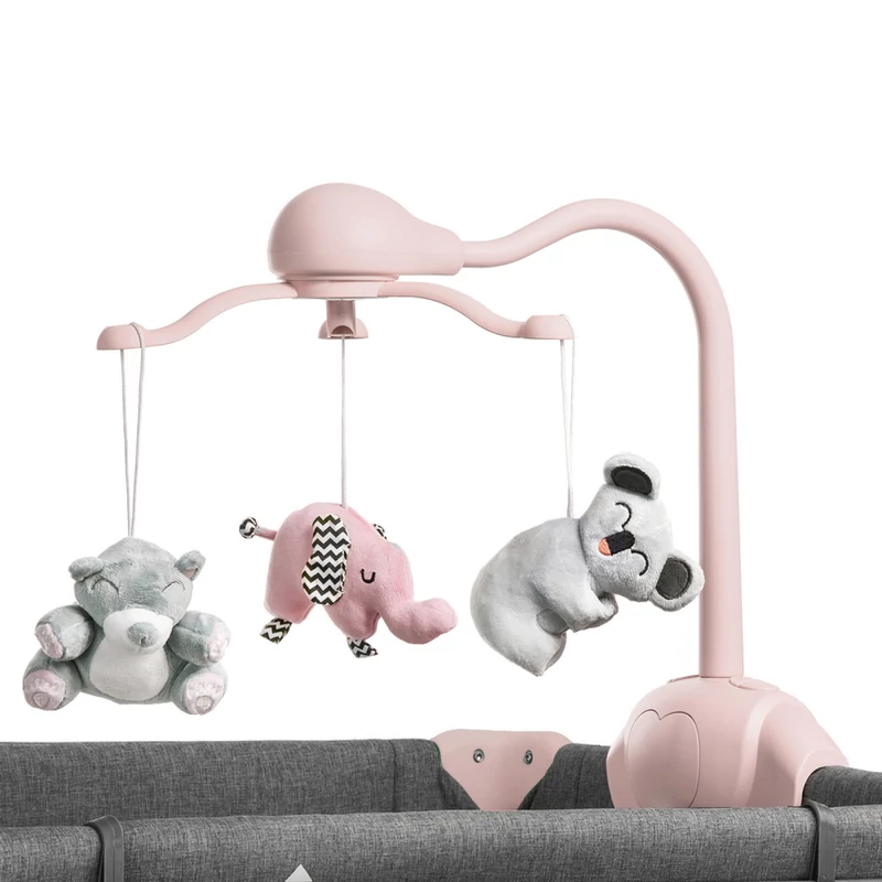 Kinderkraft utazóágy Joy kiegészítőkkel szürke-pink