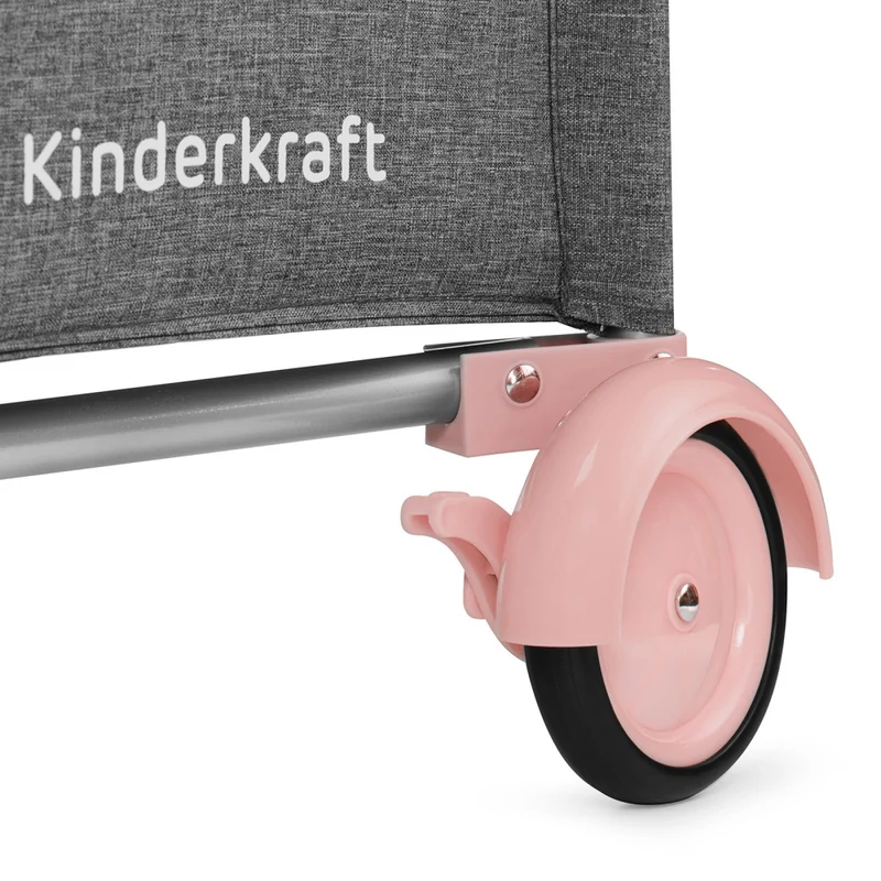 Kinderkraft utazóágy Joy kiegészítőkkel szürke-pink