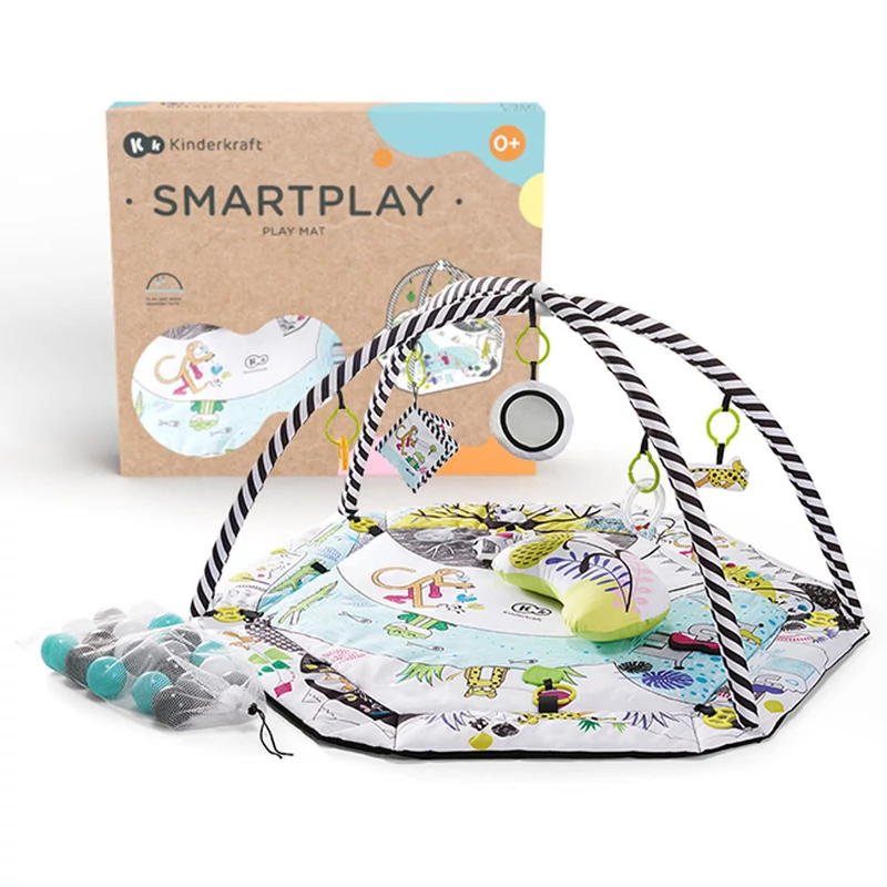 Kinderkraft játszószõnyeg SmartPlay játékhíddal, felhajtható széllel és labdákkal