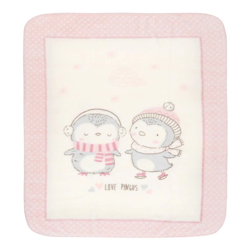 Kikkaboo takaró polár 80x110cm Pingvin Barátok Pink