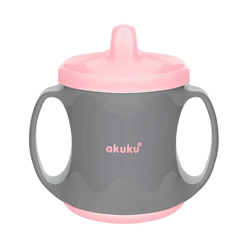 Akuku itatópohár csőrös 200ml  szürke-pink