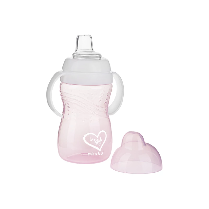 Akuku ivópohár szilikon csöpögésmentes 9 hó 280 ml pink