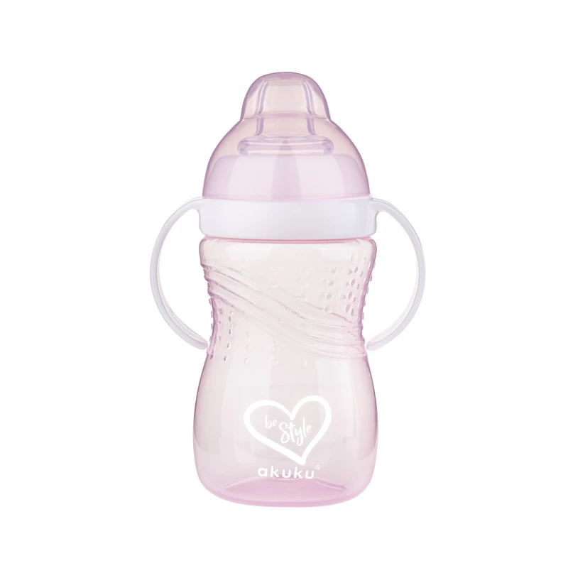 Akuku ivópohár szilikon csöpögésmentes 9 hó 280 ml pink