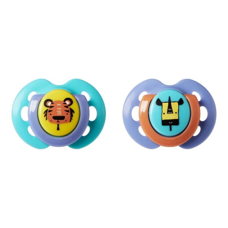 Tommee Tippee játszócumi CTN Fun 2 db 0-6 hó tigris-orrszarvú