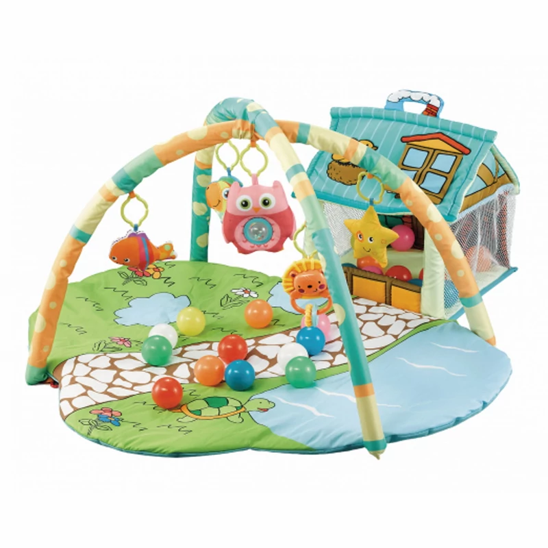 Kikkaboo játszószőnyeg - Farm labdákkal és házikóval