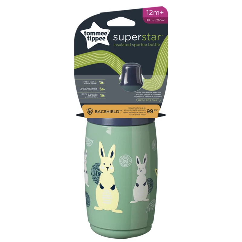 Tommee Tippee itatópohár - Superstar Insulated Sportee Bottle sportkupakos hõtartó 266ml 12hó zöld