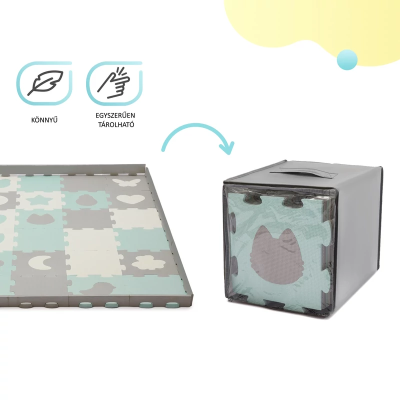 Kinderkraft szivacspuzzle szõnyeg - Luno Shape 30db menta-szürke
