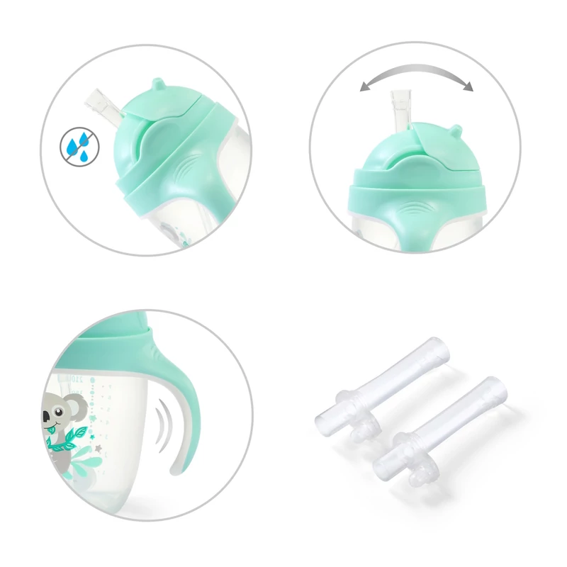 BabyOno itatópohár szívószállal füllel 240ml menta 1464/03