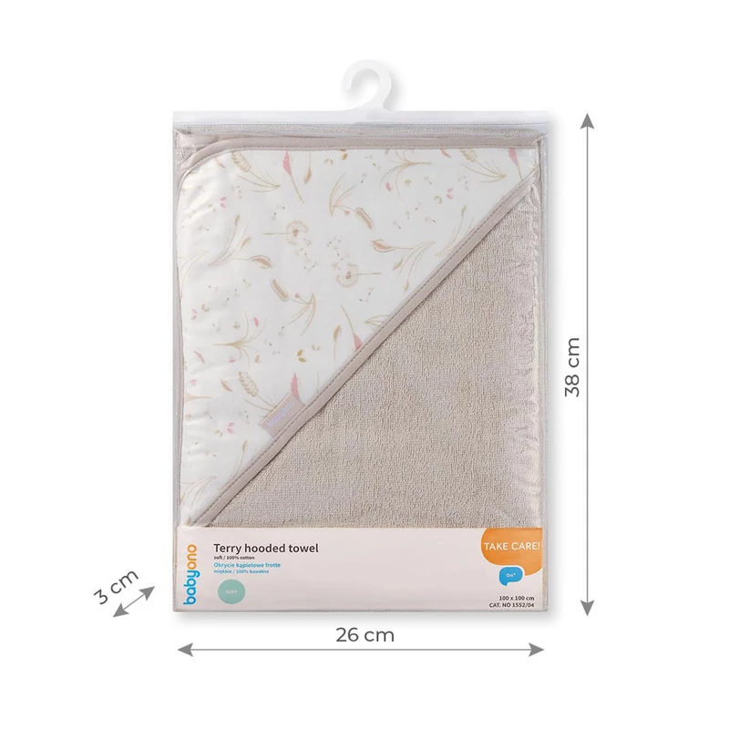 BabyOno fürdõlepedõ kapucnis 100x100cm bézs 1552/04