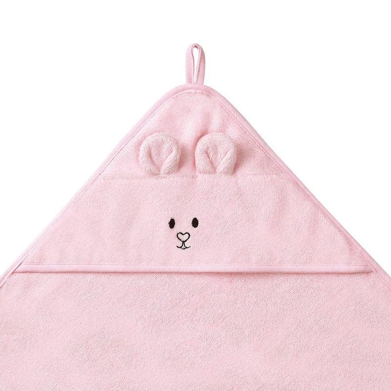 BabyOno fürdõlepedõ kapucnis bambusz 100x100cm egérfülekkel rózsaszín 1553/01