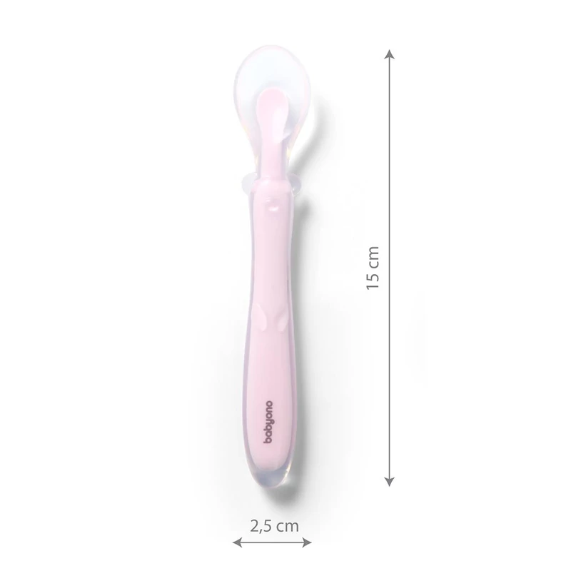BabyOno etetőkanál szilikon flexibilis rózsaszín 785/03