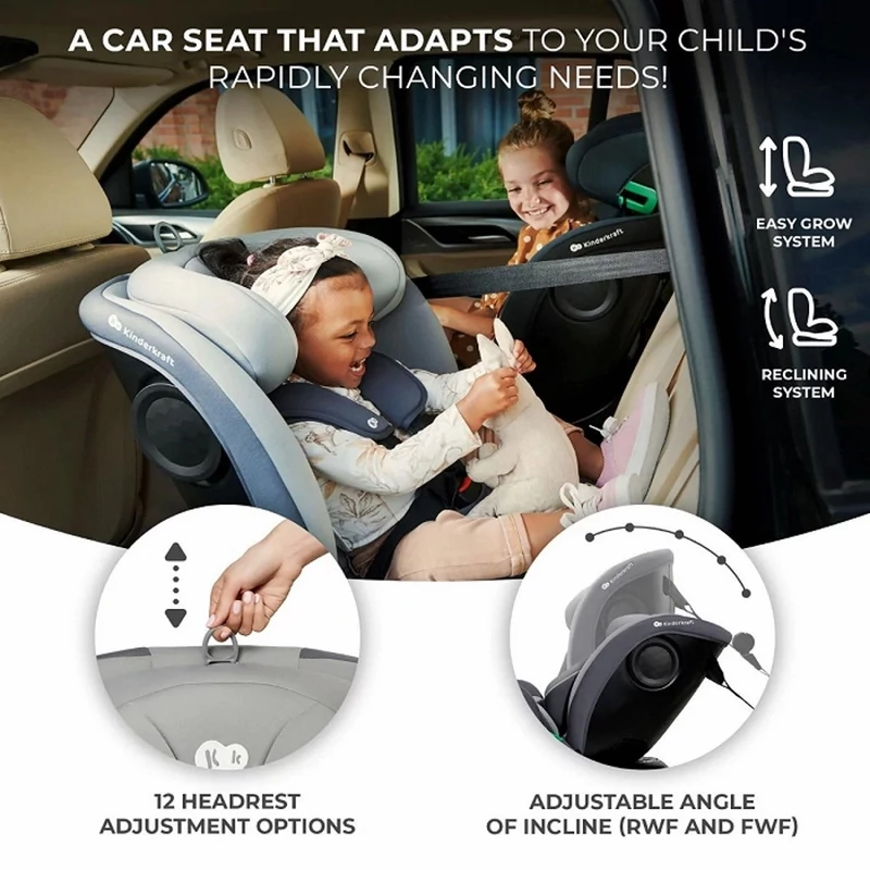 Kinderkraft gyerekülés I-Grow i-Size Isofix 40-150cm szürke
