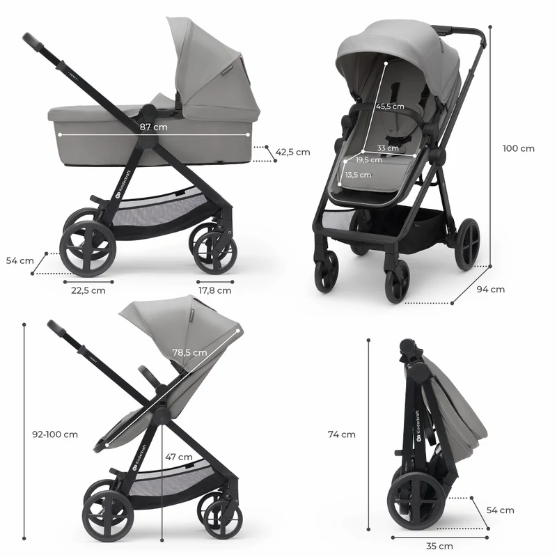 Kinderkraft babakocsi többfunkciós NEWLY 3in1 MINK PRO szürke