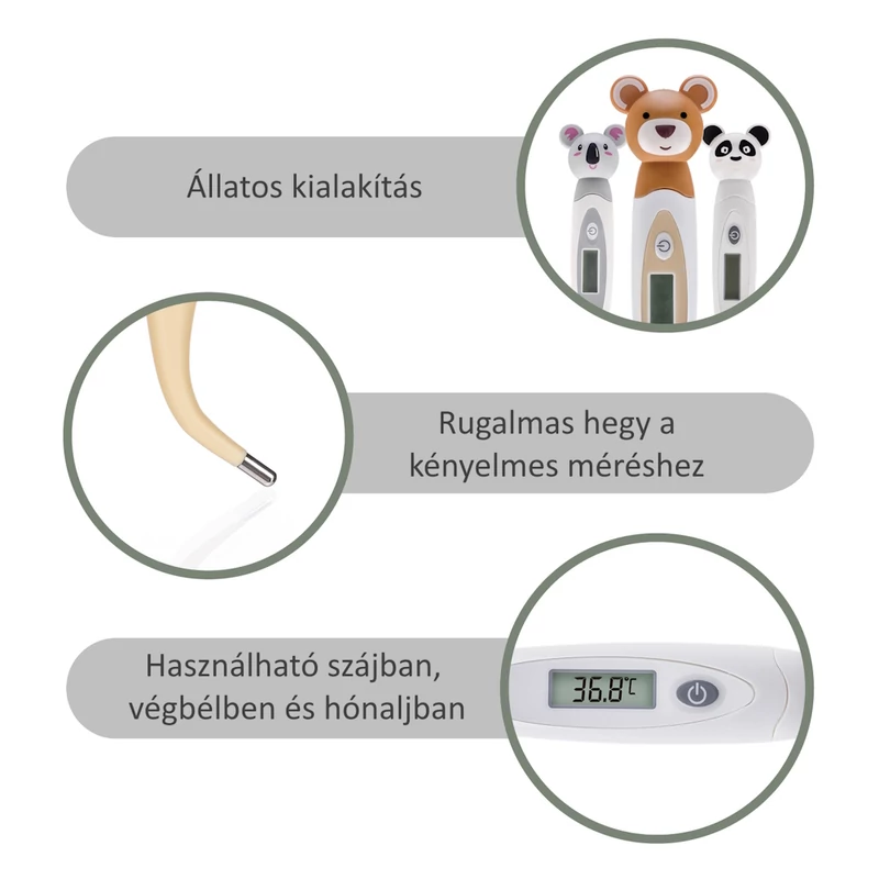 Zopa lázmérő digitális flexibilis 30mp maci ZOP086552