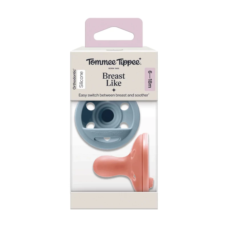 Tommee Tippee nyugtató cumi szilikon Breast-Like anyamell formájú 6-18 hó 2db színes