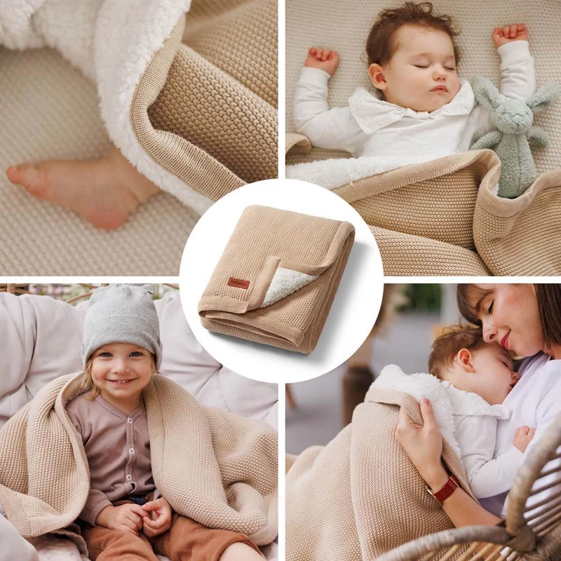 BabyOno takaró pamut/sherpa kötött 75x100cm bézs 1659/02