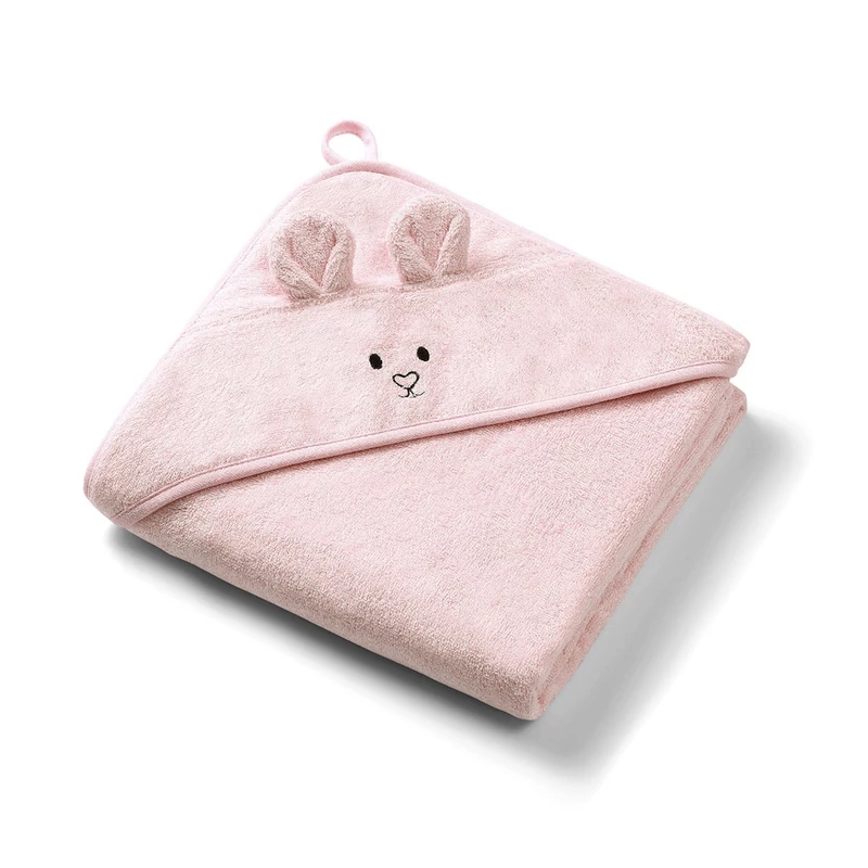 BabyOno fürdõlepedõ kapucnis bambusz 100x100cm egérfülekkel púderrózsaszín 1553/04