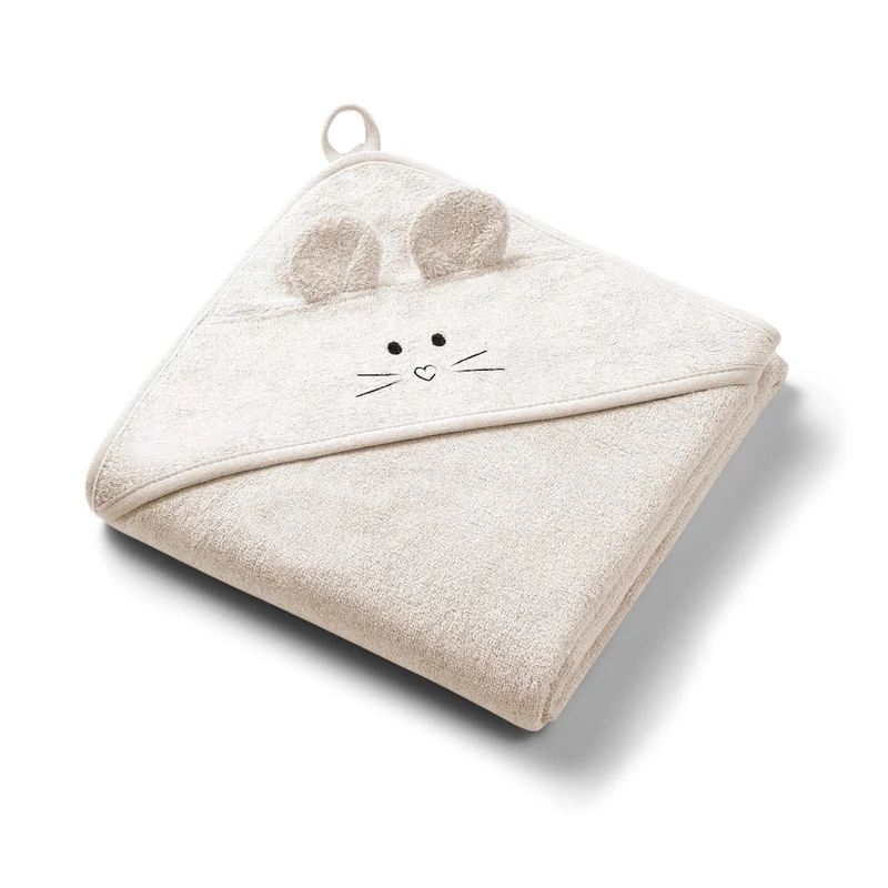 BabyOno fürdõlepedõ kapucnis bambusz 100x100cm egérfülekkel krémszínû 1553/05