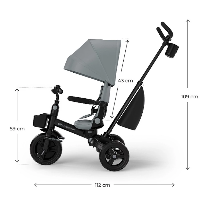 Kinderkraft tricikli 6in1 AVEO 2 PLUS  szürke
