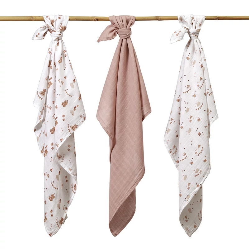 BabyOno textilpelenka színes 3db bambusz barna 397/15