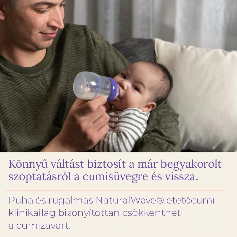 Lansinoh Cumisüveg közepes folyású etetőcumival + fedéllel, 240 ml